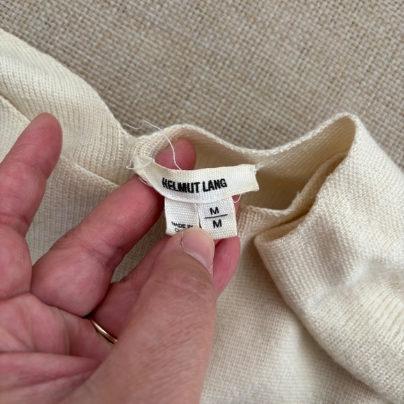 HELMUT LANG Women's 100% Wool Pullover Sweater Beige Knit - Size M - Picture 6 of 6